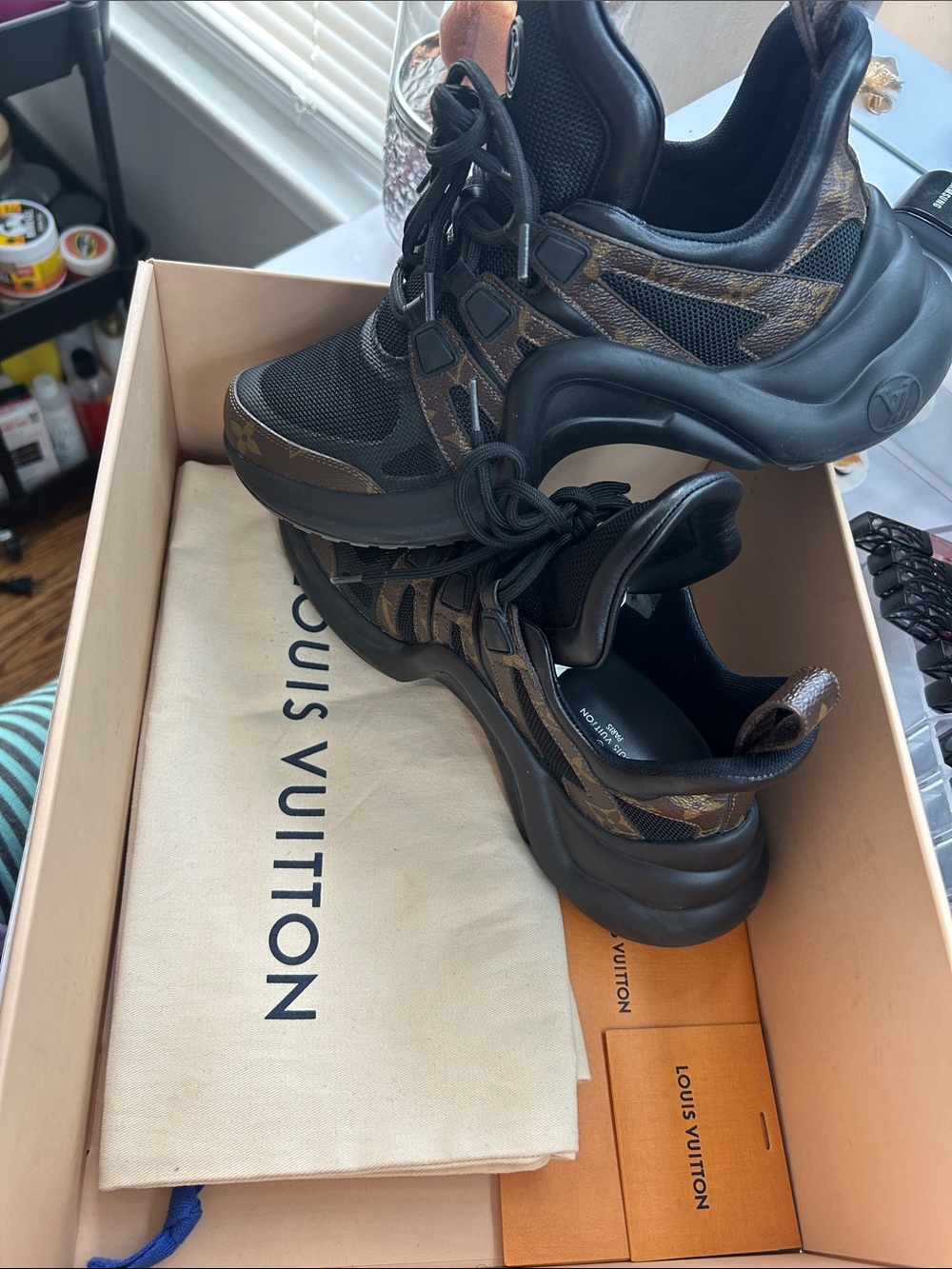 Louis Vuitton Black & Brown Monogram Run Away Sneakers